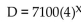 Solve the problem. -The number of dislocated electric impulses per cubic inch in a transformer when lightning strikes is given by   , where x is the time in milliseconds of the lightning strike. Find the number of dislocated impulses at x = 0 and x = 3. A)  7100; 85,200 B)  7100; 454,400 C)  7100; 1,817,600 D)  28,400; 454,400