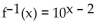 Find the inverse of the function. -f(x)  = log(x + 2)  A)    B)    C)    D)   