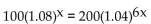 Solve the equation. Round to four decimal places. -  A)  0.1584 B)  -4.3769 C)  -2.2196 D)  -2.2081