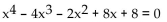 Find a polynomial equation with real coefficients that has the given roots. -  A)    B)    C)    D)   
