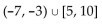 Solve the polynomial inequality. State the solution set using interval notation. -  A)  [-7, 10] B)    C)    D)   