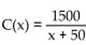 Solve the problem. -If the average cost per unit C(x)  to produce x units of plywood is given by   , what is the unit cost for 50 units? Round to the nearest hundredth unless instructed otherwise. A)  $-20.00 B)  $30.00 C)  $15.00 D)  $0.60