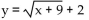 Write the equation of the graph after the indicated transformation(s) . -The graph of y =   is shifted 2 units to the left. Then the graph is shifted 9 units upward. A)    B)    C)    D)   