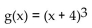 The graph of the given function is drawn with a solid line. The graph of a function, g(x) , transformed from this one is drawn with a dashed line. Find a formula for g(x) . -  A)    B)    C)    D)   