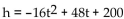 Solve the problem. -The function   gives the height h, in feet, of a coin tossed upward from a balcony 200 ft high with an initial velocity of 48 ft/sec. During what interval of time will the coin be at a height of at least 40 ft? A)    B)    C)    D)   