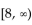 Find the specified domain. -For f(x)  = 2x - 5 and g(x)  =   , what is the domain of f + g? A)  (-8, 8)  B)    C)    D)   