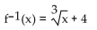 Find the inverse of the function. -f(x)  =   - 4 A)    B)    C)    D)  Not invertible
