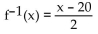 Find a formula for the inverse of the function described below. -A size-12 dress in Country C is size 64 in Country D. A function that converts dress sizes in Country C to those in Country D is f(x)  = 2(x + 20) . A)    B)    C)    D)   