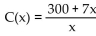 Find a formula for the inverse of the function described below. -An organization determines that the cost per person of chartering a bus is given by the formula   , where x is the number of people in the group, and C(x)  is in dollars. A)    B)    C)    D)   