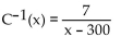 Find a formula for the inverse of the function described below. -An organization determines that the cost per person of chartering a bus is given by the formula   , where x is the number of people in the group, and C(x)  is in dollars. A)    B)    C)    D)   