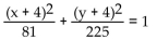 Find the foci of the ellipse. -  A)  (-4, -13) , (-4, 5)  B)  (-16, -4) , (8, -4)  C)  (-13, -4) , (5, -4)  D)  (-4, -16) , (-4, 8) 