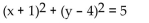 Write the equation for the circle described. -Center at (-4, 1) , radius 5 A)    B)    C)    D)   
