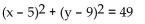 Write the equation for the circle described. -Center at (9, 5) , radius   A)    B)    C)    D)   