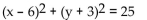 Write the equation for the circle described. -Center at (6, -3) , passing through (9, 1)  A)    B)    C)    D)   