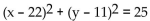 Write the equation for the circle described. -Center (11, 22) , containing the origin A)    B)    C)    D)   