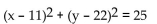 Write the equation for the circle described. -Center (11, 22) , containing the origin A)    B)    C)    D)   