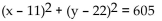 Write the equation for the circle described. -Center (11, 22) , containing the origin A)    B)    C)    D)   