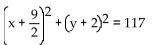Write the equation for the circle described. -Endpoints of a diameter with coordinates (1, -5)  and (8, 1)  A)    B)    C)    D)   