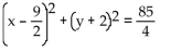 Write the equation for the circle described. -Endpoints of a diameter with coordinates (1, -5)  and (8, 1)  A)    B)    C)    D)   