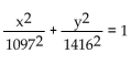 Solve. -A satellite is to be put into an elliptical orbit around a moon. The moon is a sphere with radius of 738 km. Determine an equation for the ellipse if the distance of the satellite from the surface of the moon varies from 678 Km to 359 km.   A)    B)    C)    D)   