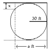 Solve the problem. -A circular pond is being installed in the corner of a yard, as shown. The installer needs to know the value of x in feet. Find x to the nearest tenth of a foot.   a = 38 ft A)  0.8 ft B)  1.5 ft C)  1.1 ft D)  1.7 ft