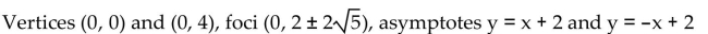 Using the graph of the hyperbola, determine the coordinates of the vertices and foci, and the equations of the asymptotes. -  A)    B)    C)    D)   