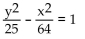 Find the equation of the hyperbola. -Vertices at (0, 5)  and (0, -5) , foci at (0, 8)  and (0, -8)  A)    B)    C)    D)   