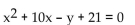 Use completing the square to rewrite the equation in one of the standard forms for a conic and identify the conic. -  A)    B)    C)    D)   