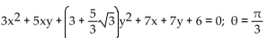 Write an equation in the x'y'-system for the graph of the given equation in the xy-system using the given angle of rotation. -  A)    B)  The given angle of rotation does not eliminate the product term. C)    D)   