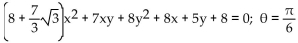 Write an equation in the x'y'-system for the graph of the given equation in the xy-system using the given angle of rotation. -  A)  The given angle of rotation does not eliminate the product term. B)    C)    D)   