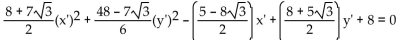 Write an equation in the x'y'-system for the graph of the given equation in the xy-system using the given angle of rotation. -  A)  The given angle of rotation does not eliminate the product term. B)    C)    D)   