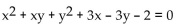 Use the discriminant to determine whether the graph of the equation is an ellipse (or circle) , a hyperbola, or a parabola. -  A)  Hyperbola B)  Parabola C)  Ellipse/circle