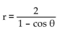 Write the polar equation for a conic with focus at the origin and the given eccentricity and directrix. -e = 1, x = 2 A)    B)    C)    D)   