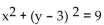 Find the center and radius of the circle. -  A)  Center: (3, 0) ; radius: 3 B)  Center: (0 , 3) ; radius: 9 C)  Center: (0, 3) ; radius: 3 D)  Center: (-3, 0) ; radius: 3