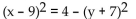 Find the center and radius of the circle. -  A)  Center: (-9, 7) ; radius: 4 B)  Center: (9, -7) ; radius: 2 C)  Center: (7, -9) ; radius: 4 D)  Center: (-7, 9) ; radius: 2