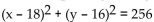 Write the standard equation for the circle. -Center (16, 18) , passing through (16, 0)  A)    B)    C)    D)   