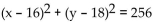 Write the standard equation for the circle. -Center (16, 18) , passing through (16, 0)  A)    B)    C)    D)   