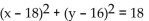 Write the standard equation for the circle. -Center (16, 18) , passing through (16, 0)  A)    B)    C)    D)   