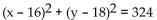 Write the standard equation for the circle. -Center (16, 18) , passing through (16, 0)  A)    B)    C)    D)   