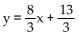 Find the equation of the line through the given pair of points. Solve it for y if possible. -(-5, -9) , (-2, -1)  A)  x = -5 B)    C)  y = -10x - 59 D)   