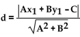 The distance d from the point   to the line Ax + By = C is given by the formula d   Find the exact distance from the given point to the given line. -(3, 6) , y = 5x - 8 A)    B)    C)    D)   