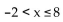 Write an inequality whose solution set is the interval. -[-2, 8)  A)    B)    C)    D)   