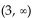 Write an inequality whose solution set is the interval. -  A)  x < 3 B)  x > 3 C)    D)   