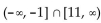 Solve the absolute value inequality. Write the solution set using interval notation. -  A)    B)    C)  (-1, 11)  D)  [-1, 11]