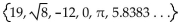 Find the specified subset. -The natural numbers in the set   A)  19 B)  19, -12, 0 C)  19, 0 D)   