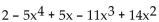 Find the degree and leading coefficient of the polynomial. -  A)  Degree: 4; leading coefficient: -5 B)  Degree: 4; leading coefficient: 2 C)  Degree: 3; leading coefficient: -11 D)  Degree: 2; leading coefficient: -5
