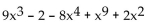 Find the degree and leading coefficient of the polynomial. -  A)  Degree: 3; leading coefficient: 9 B)  Degree: 9; leading coefficient: 9 C)  Degree: 4; leading coefficient: -8 D)  Degree: 9; leading coefficient: 1