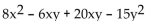 Factor by grouping. -  A)  (2x + 5) (4x - 3)  B)  (8x + 5y) (x - 3y)  C)  (2x - 5y) (4x - 3y)  D)  (2x + 5y) (4x - 3y) 