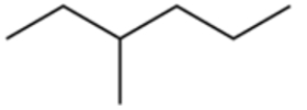 What is the name of the following compound?   A)  2-propylbutane B)  3-methylhexane C)  2-ethylpentane D)  4-ethylpentane