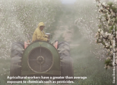 Compare and contrast the two images below in the context of human health. How are the two images connected?    